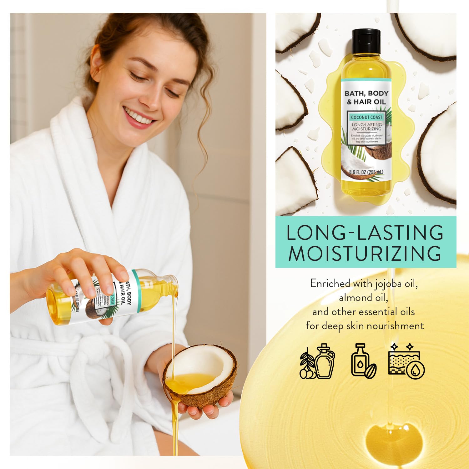 Autumn Shower oil pouring texture demonstrating fast absorption and lightweight hydration