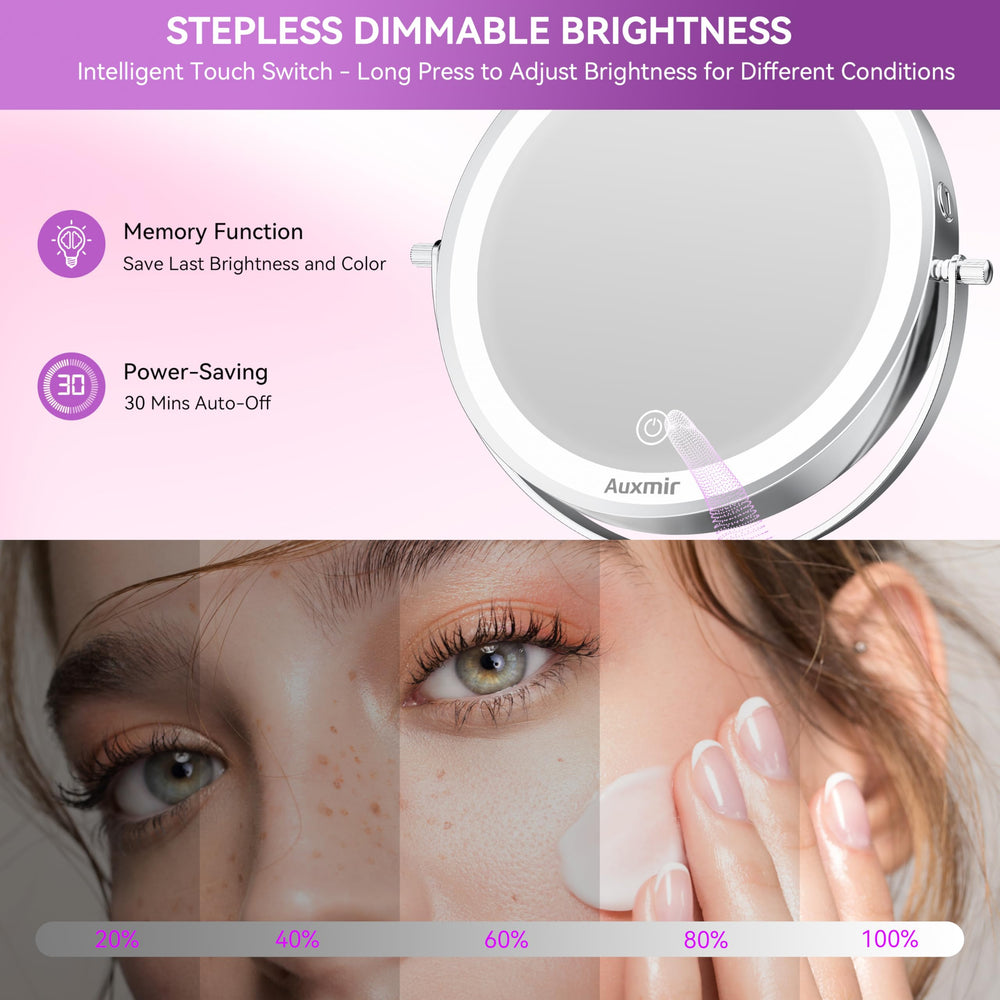 Auxmir 1X side reflection displaying a natural full-face view for everyday makeup