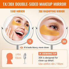 Auxmir mirror tilted to show 360° rotation for flexible viewing angles