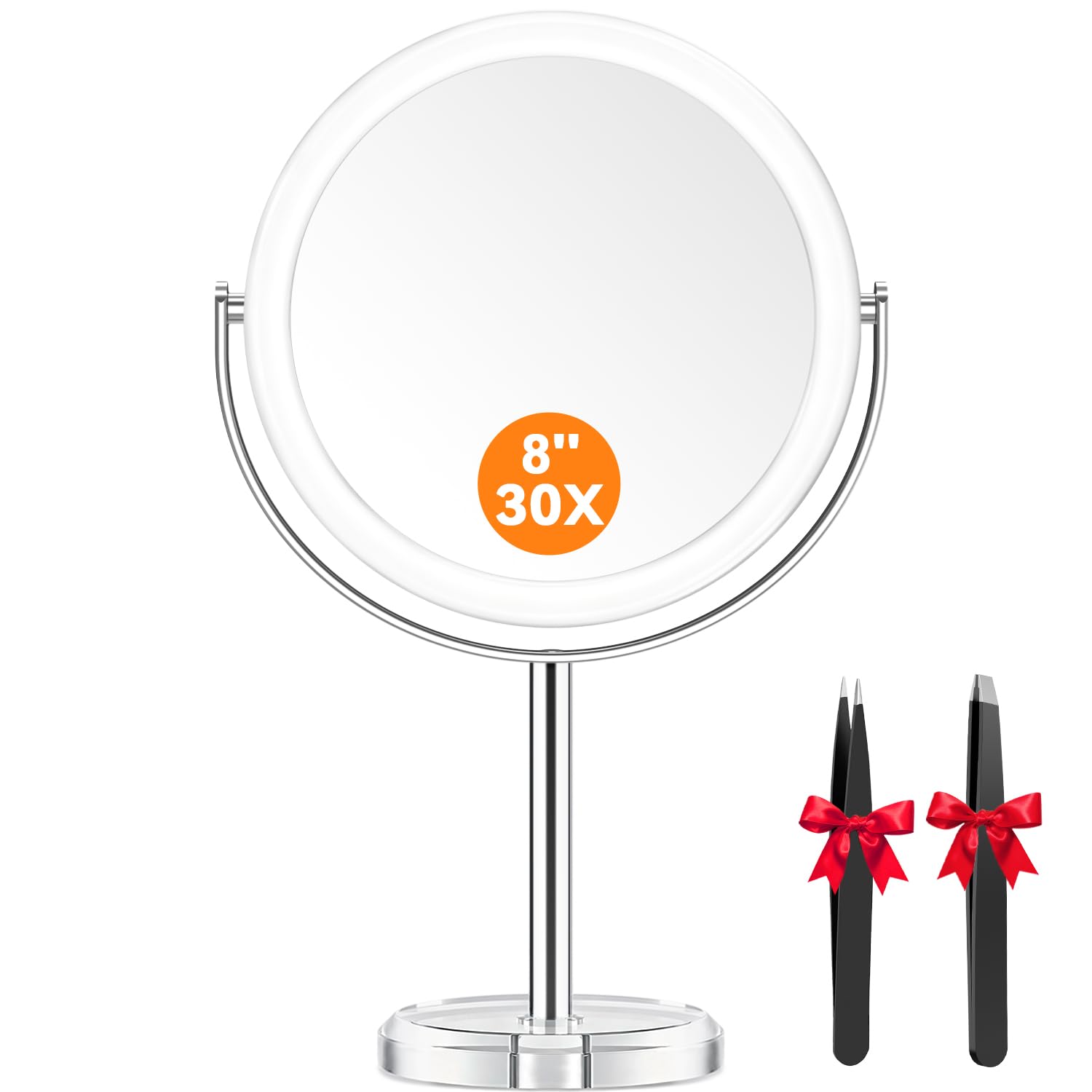 Auxmir front view showing dual-sided mirror and sleek finish for elegant vanity