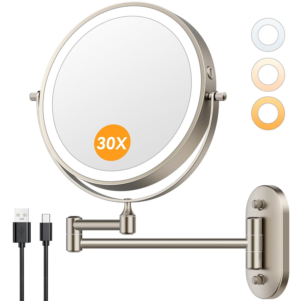 Auxmir front view showing 8-inch double-sided mirror and neat profile, precise grooming benefit