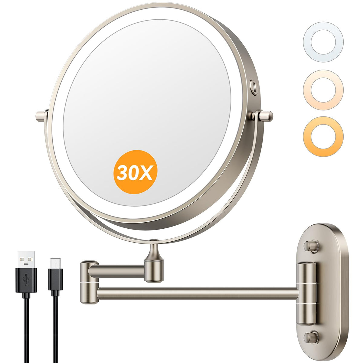 Auxmir front view showing 8-inch double-sided mirror and neat profile, precise grooming benefit