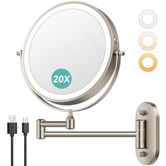 Auxmir front view wall mounted mirror showing clear 1X reflection and sleek frame for precise grooming