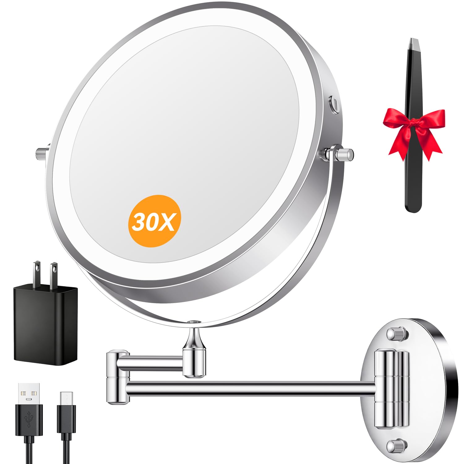 Auxmir front view wall-mounted mirror showing clean profile and benefit of space saving