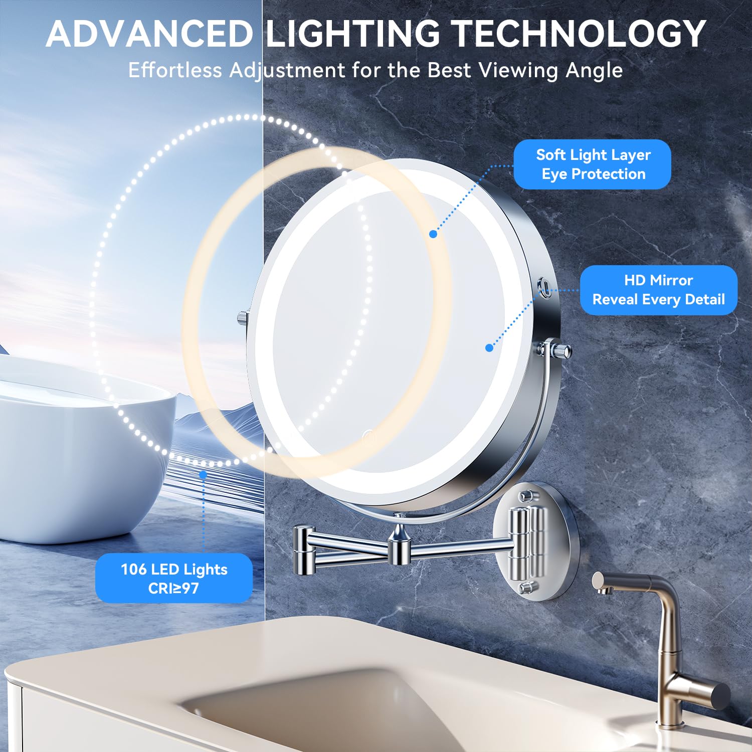 Auxmir being used to apply makeup showing accurate color and clarity benefit