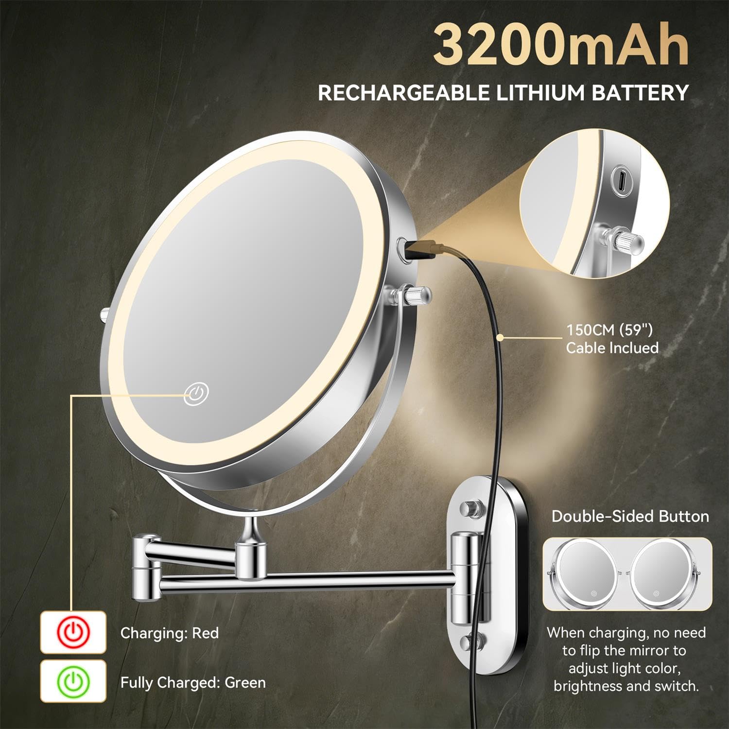 Auxmir LED lighting demo with three color temperatures for accurate makeup