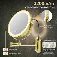 Auxmir LED panel detail demonstrating adjustable color temperatures for accurate makeup