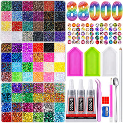 Auxnki front packaging showing full rhinestone kit and included tools for easy crafting