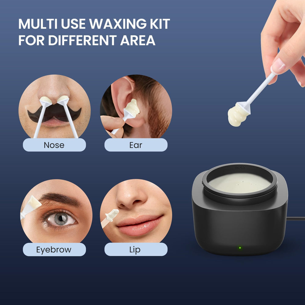 AUZEAL included contents laid out showing warmer, wax, and 40 sticks benefit