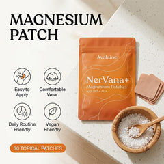 Avalaine NerVana+ patch applied to upper arm demonstrating discreet everyday wear