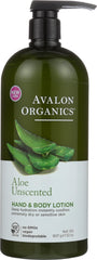 Avalon Organics front bottle showing 32 oz size and unscented benefits