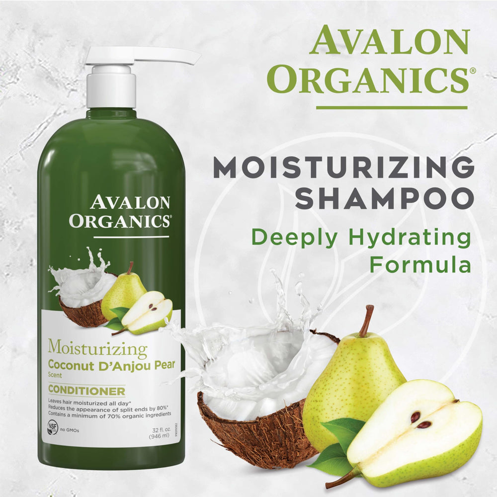 Avalon Organics bottle label noting 100% recycled plastic and certifications benefit