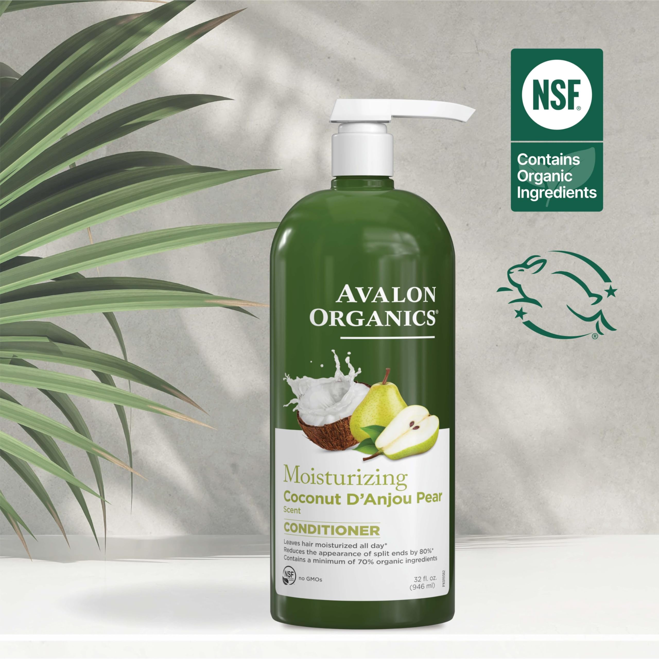 Avalon Organics conditioner staged on bathroom shelf showing everyday use benefit
