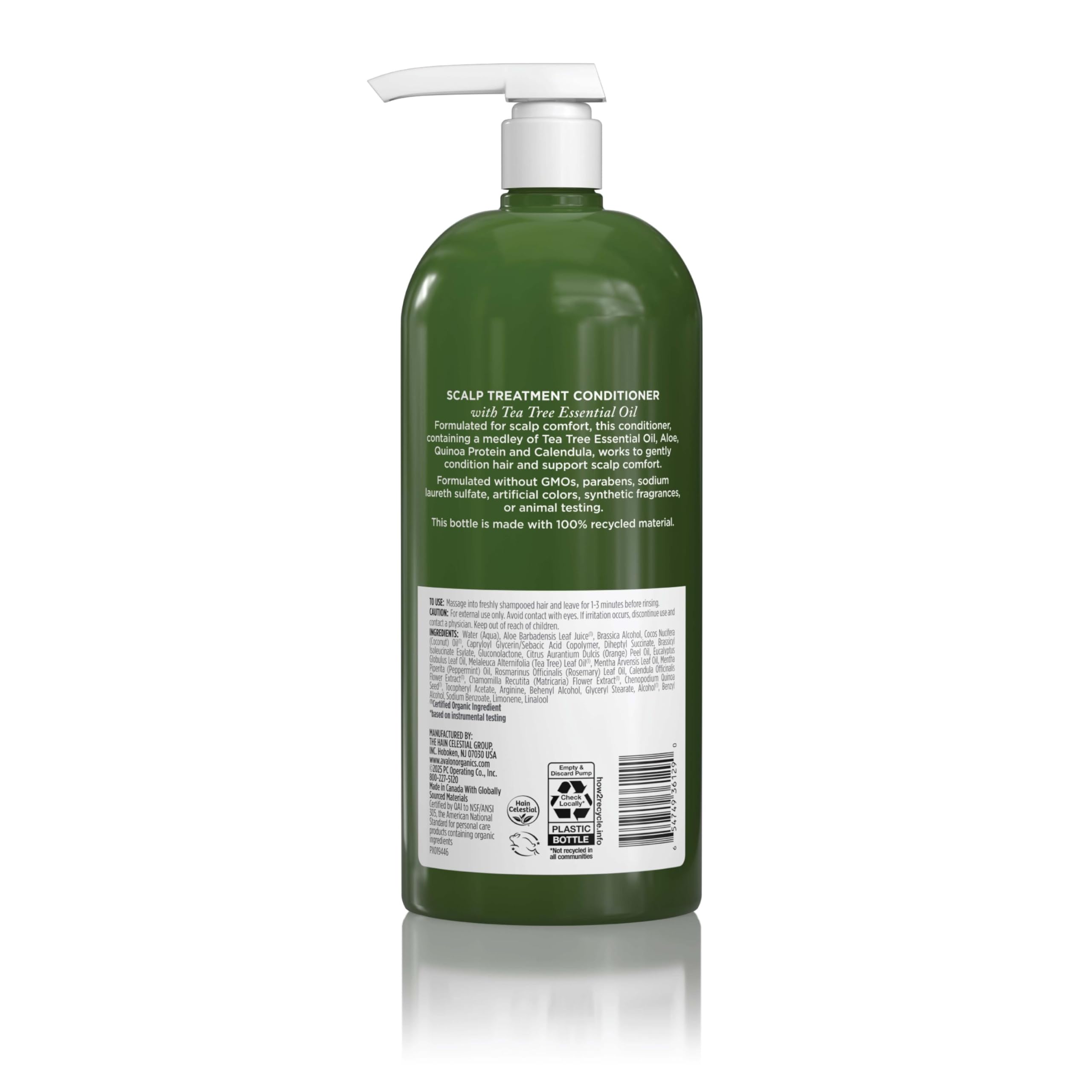 Avalon Organics back label with ingredient list for transparency and trust
