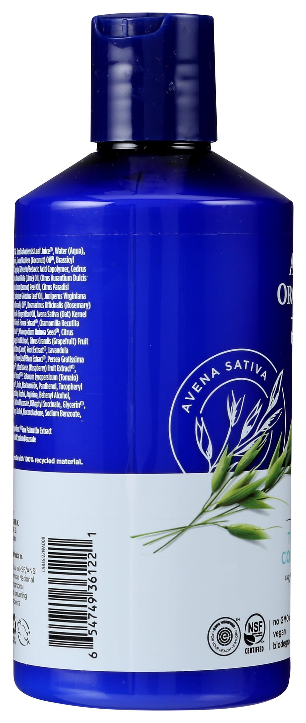 Avalon Organics recycled plastic bottle highlighting sustainable packaging