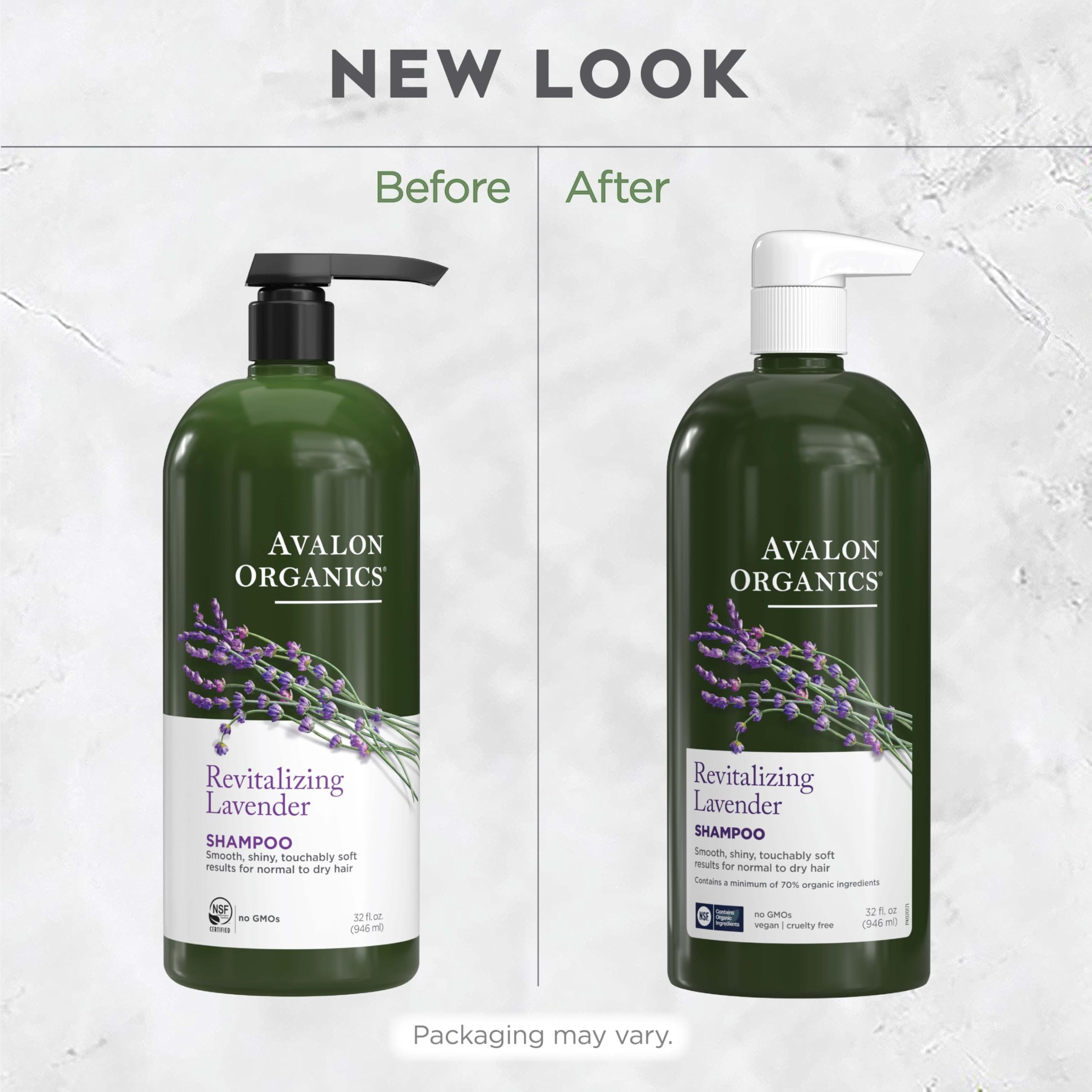 Avalon Organics bottle with lavender sprigs to highlight botanical calming benefit