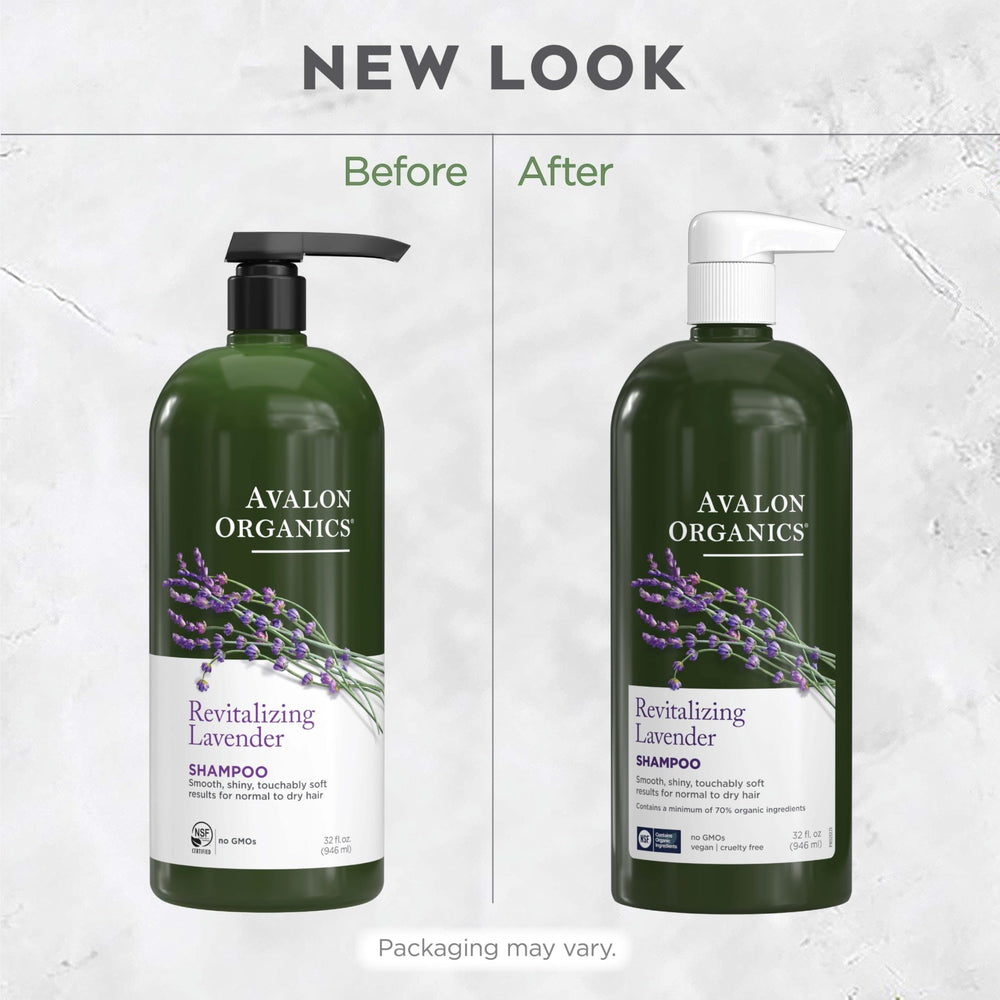 Avalon Organics bottle with lavender sprigs to highlight botanical calming benefit