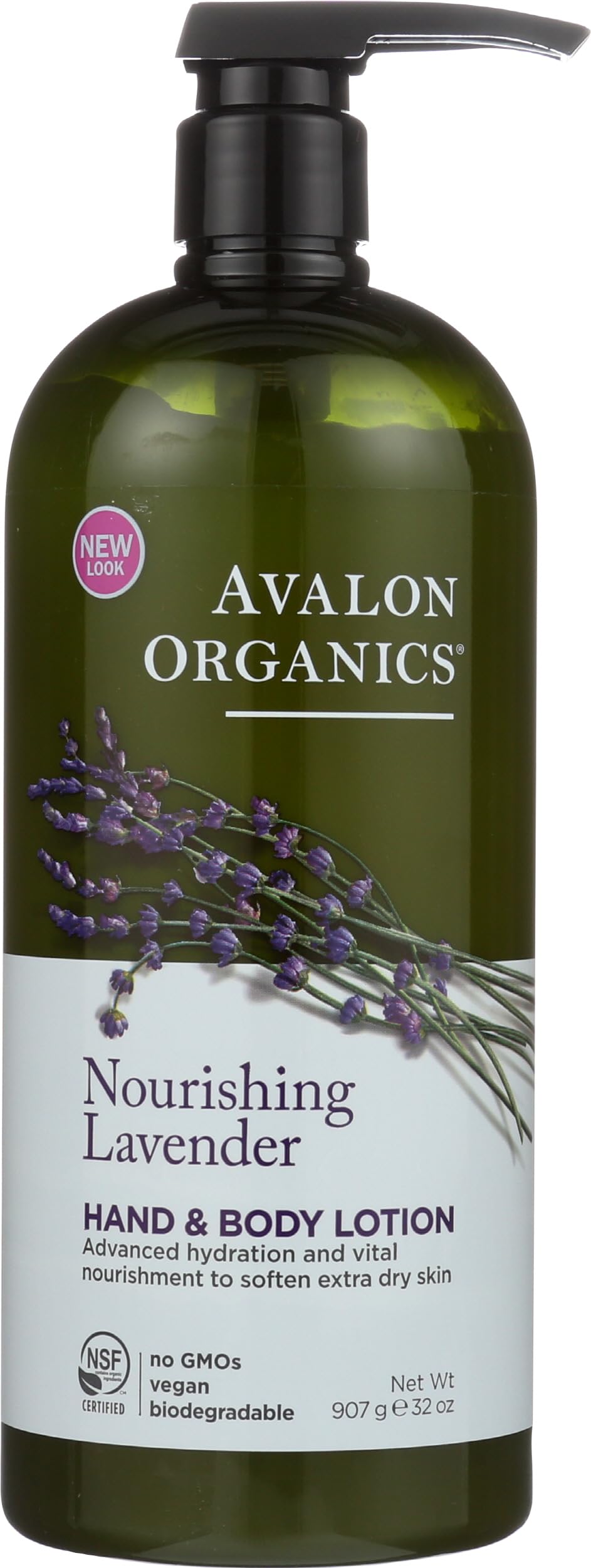 Avalon Organics front packaging showing 32 oz bottle and calming lavender scent