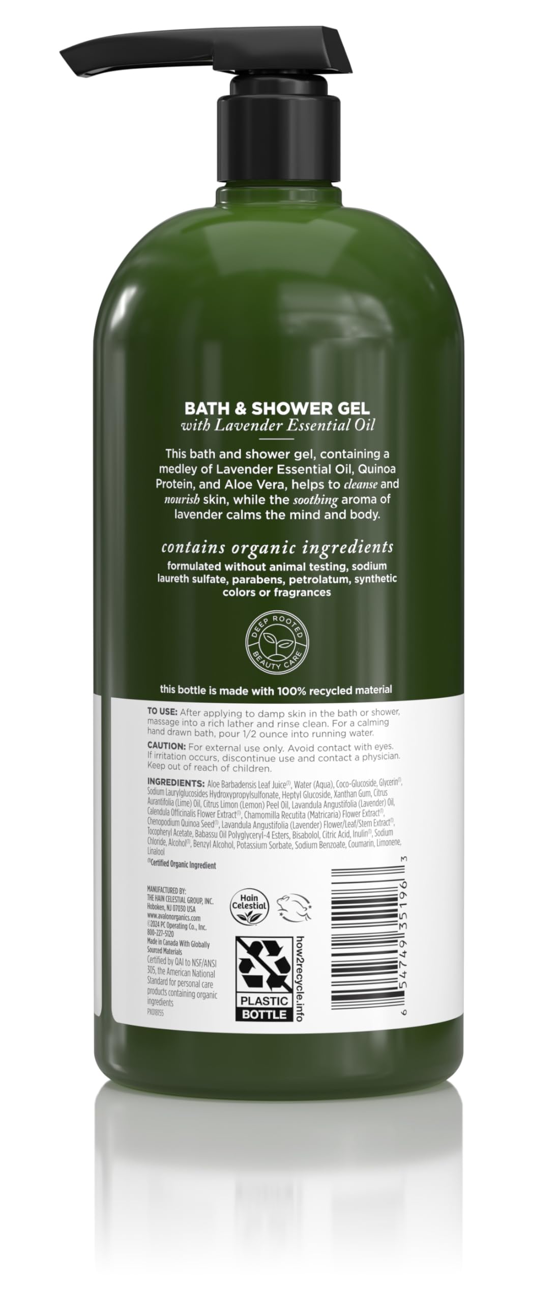 Avalon Organics pump dispensing gel texture for gentle hydration
