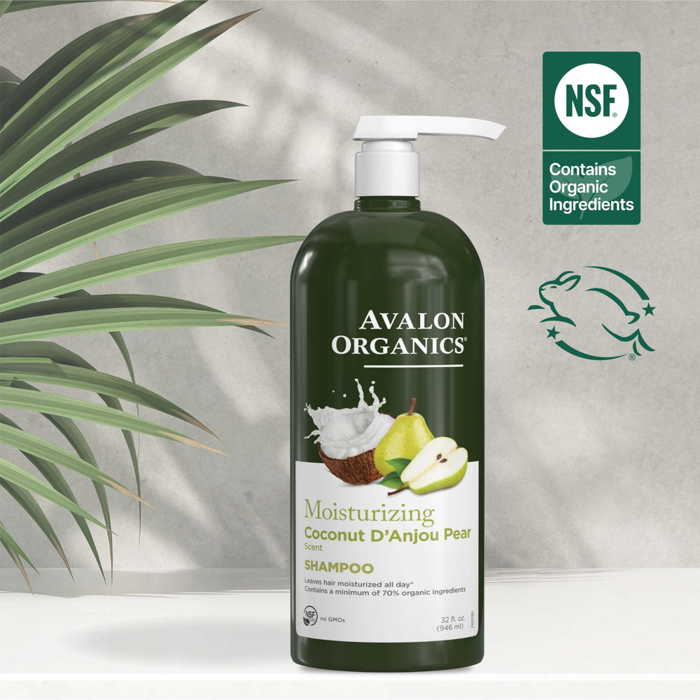 Avalon Organics recycled bottle label emphasizing eco-friendly packaging