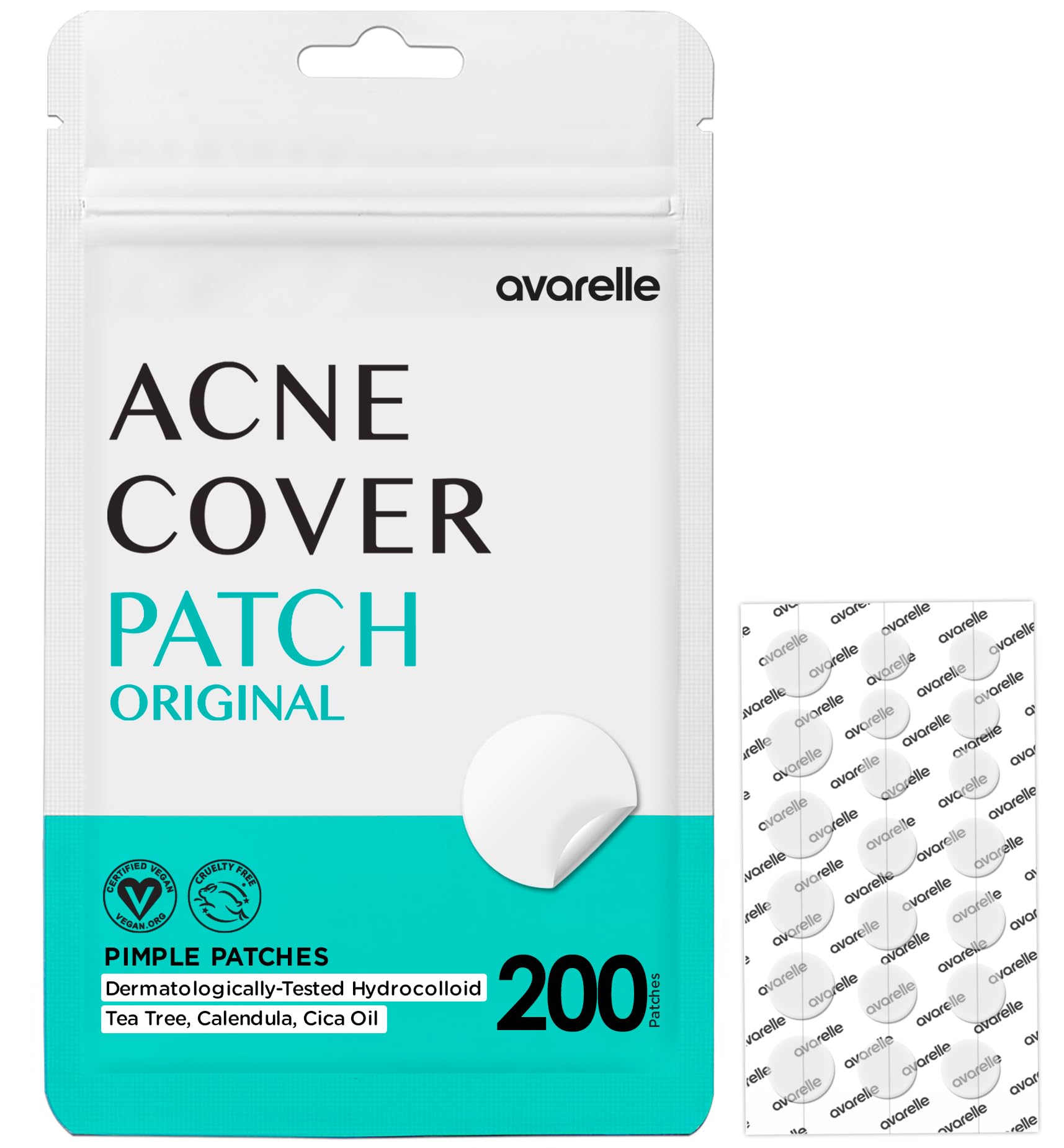 AVARELLE single clear patch close-up showing thin hydrocolloid layer and discreet look