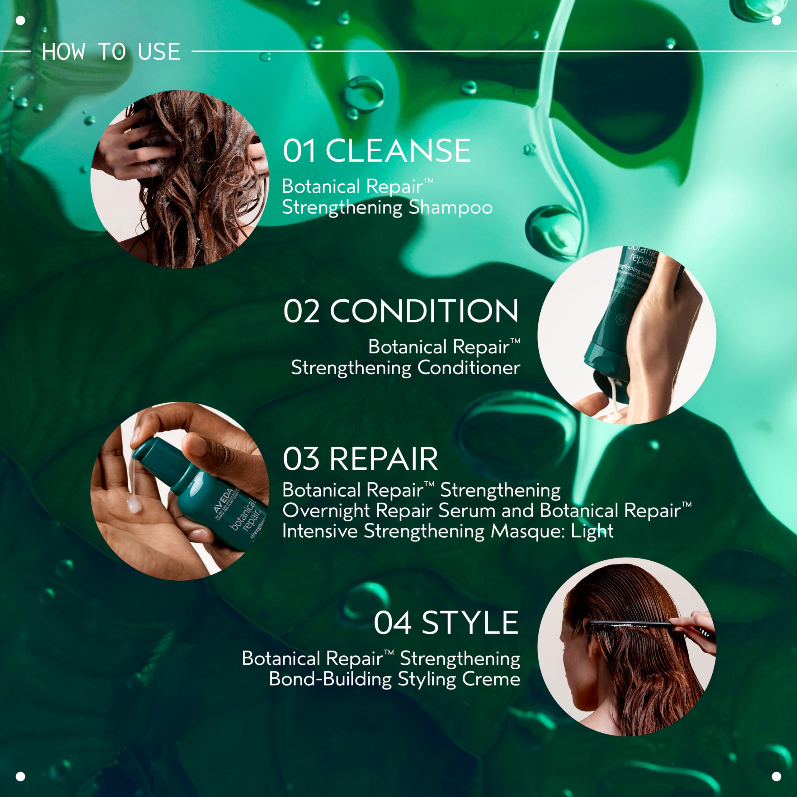 AVEDA conditioner placed in shower illustrating in-routine use for efficient hair care