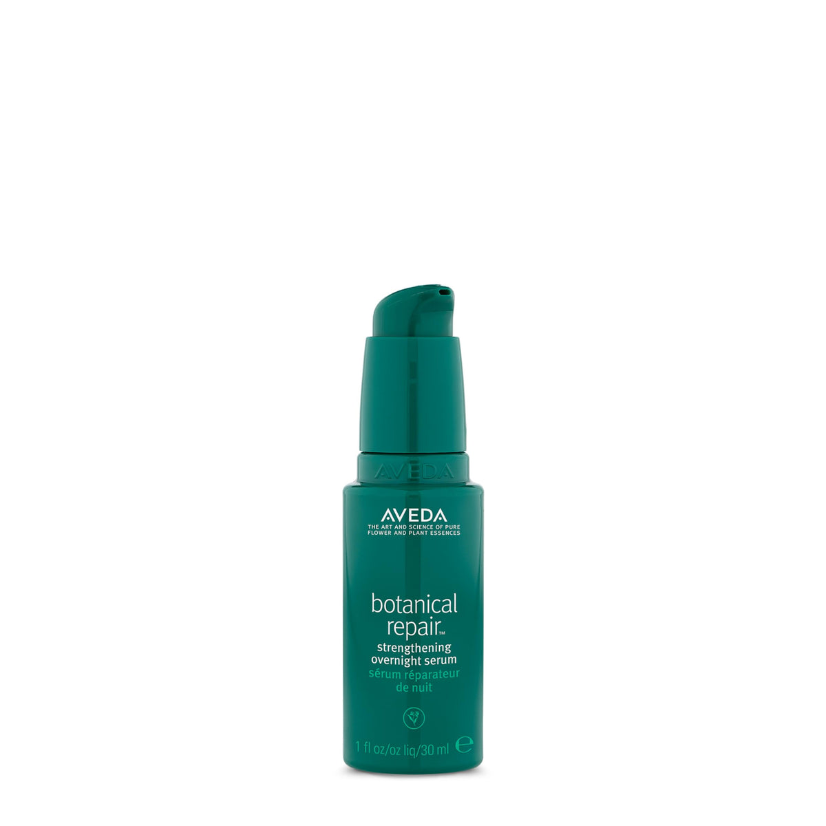 Aveda bottle front view showing product and brand with clear benefits