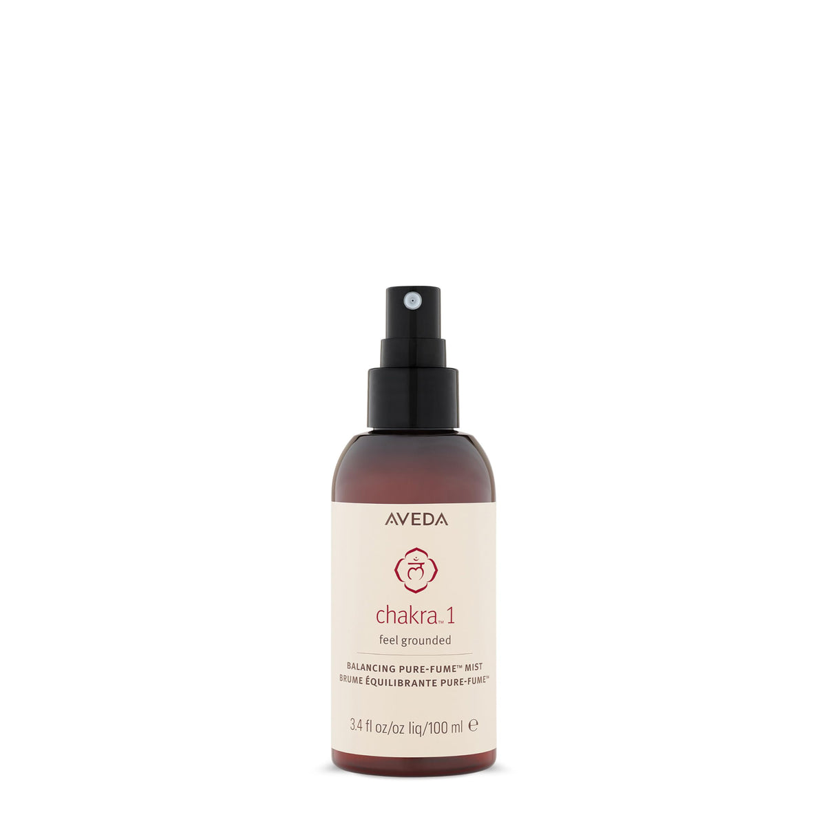 AVEDA Chakra 1 front packaging showing label and bottle, promotes grounding