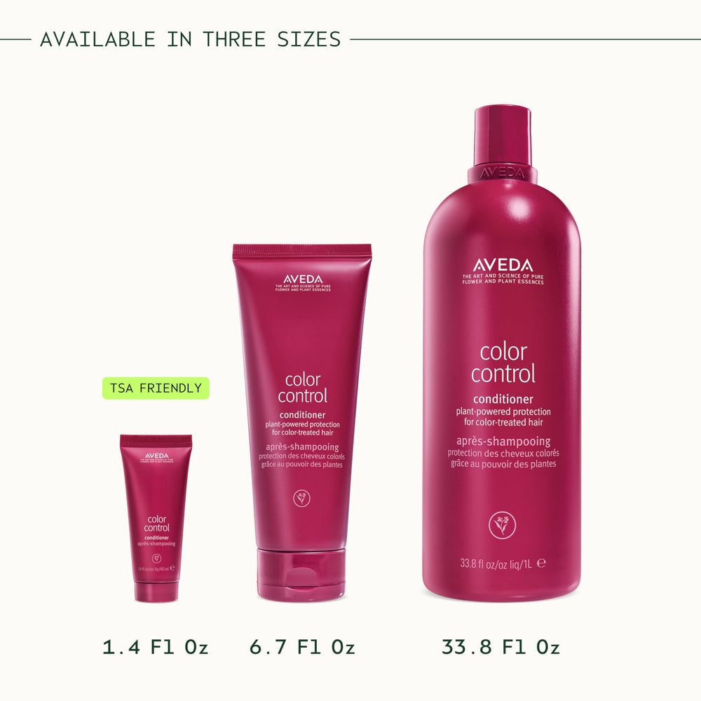 Aveda Color Control on bathroom shelf styled with plants showing salon-quality lifestyle benefit