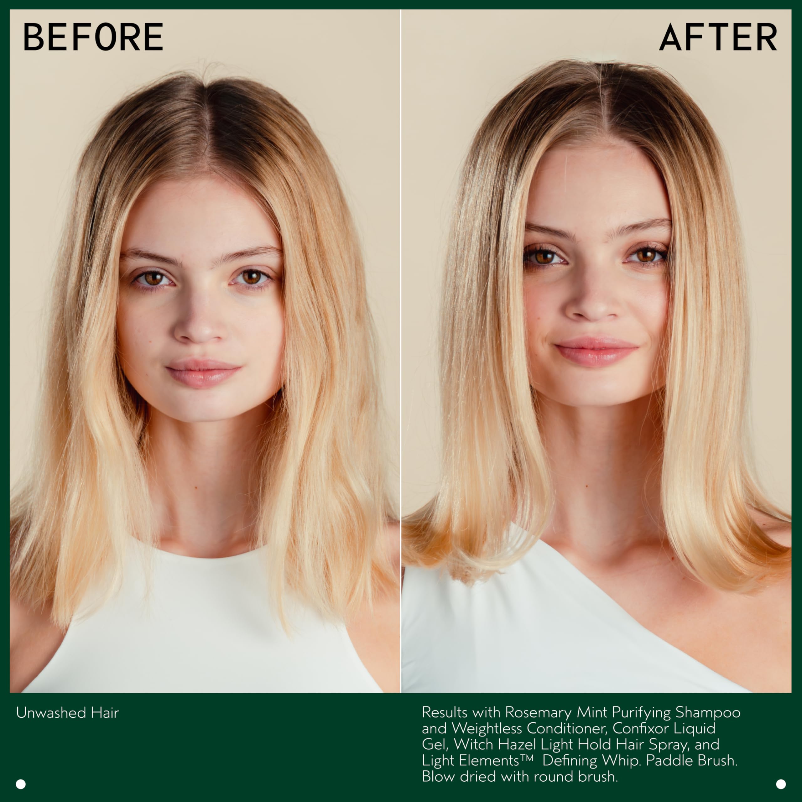 AVEDA Confixor applied to hair in hand demonstrating even distribution and smooth styling