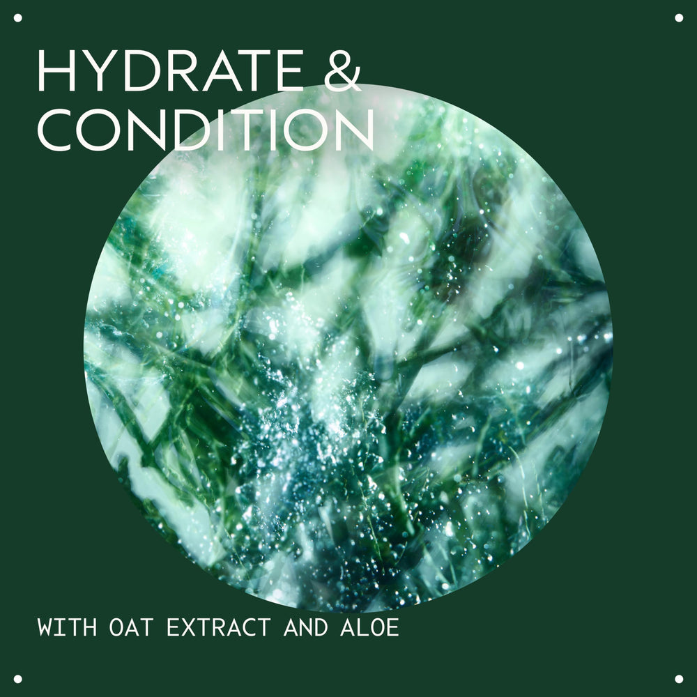 AVEDA close-up of oat extract and aloe ingredients highlighting soothing botanical benefit