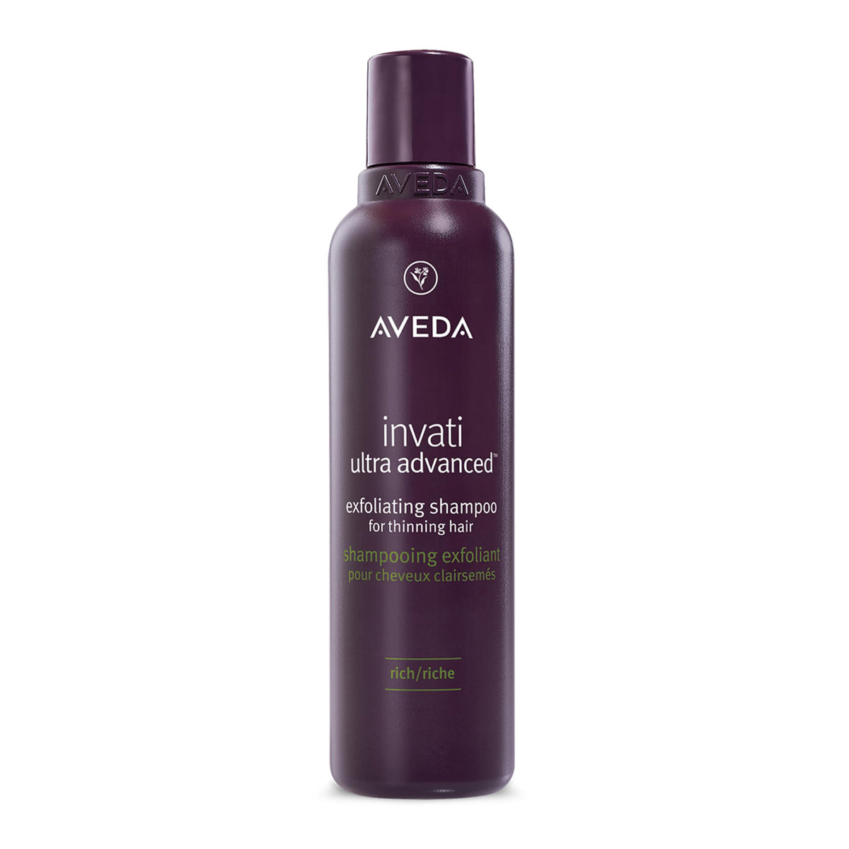 AVEDA bottle front view showing product and label, presents professional brand clarity