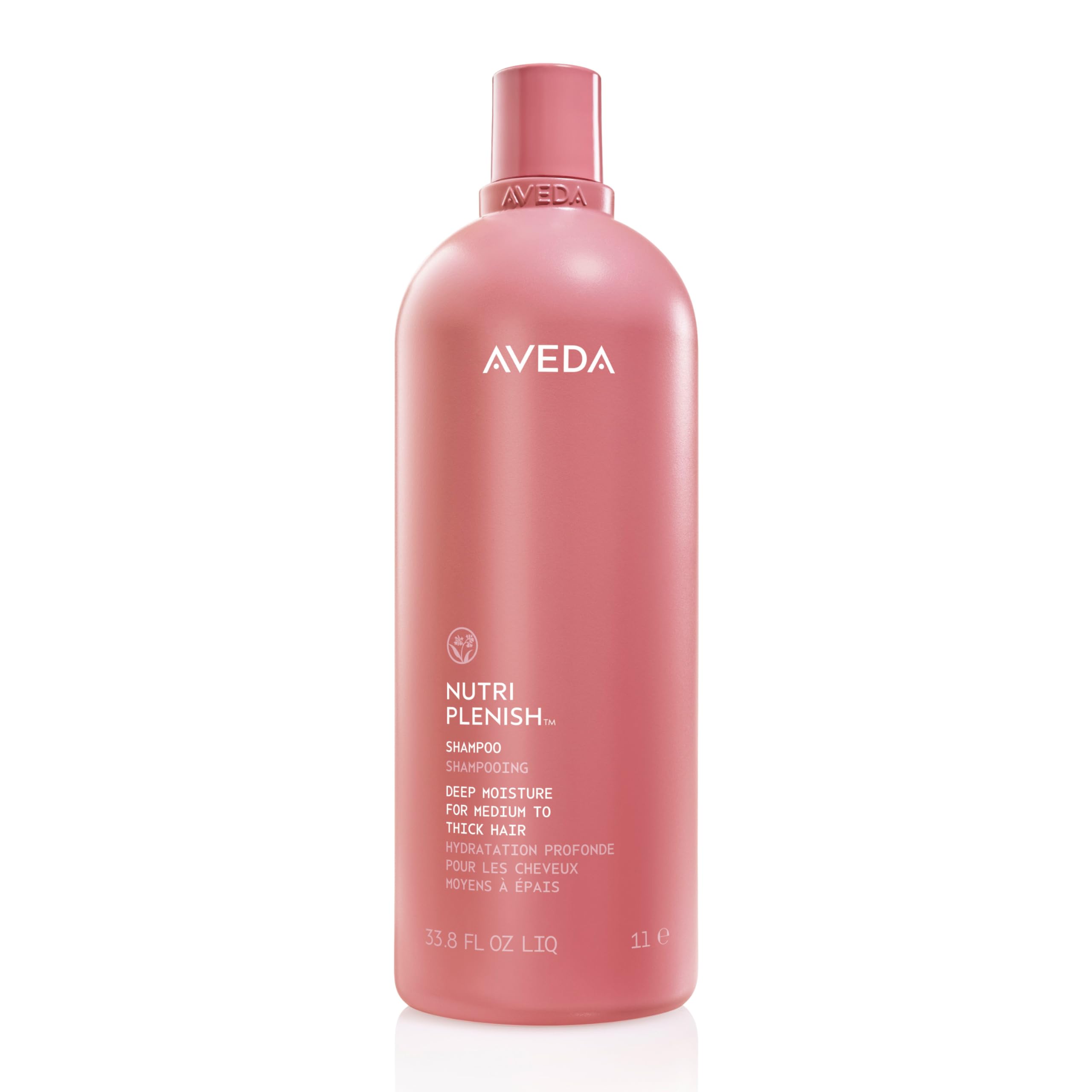 AVEDA front packaging showing 33.8 fl oz bottle and brand clarity