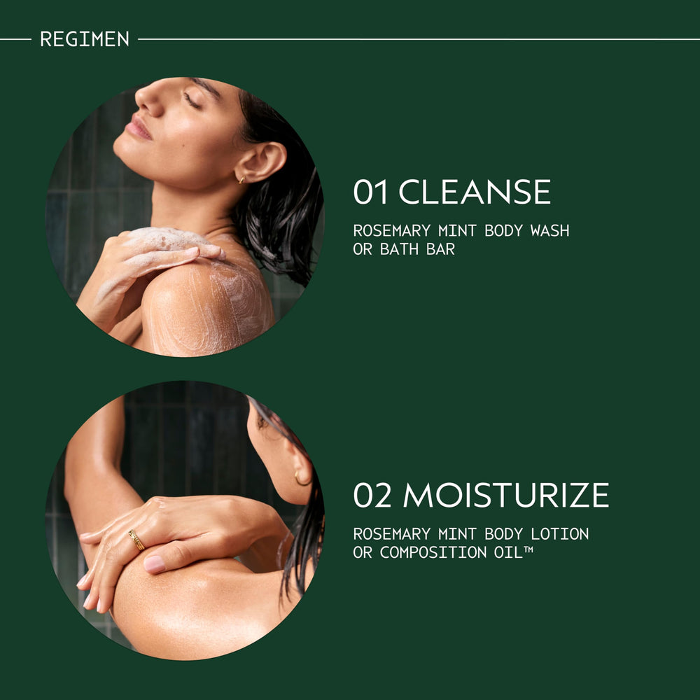 AVEDA ingredient label highlighting certified organic rosemary and peppermint details