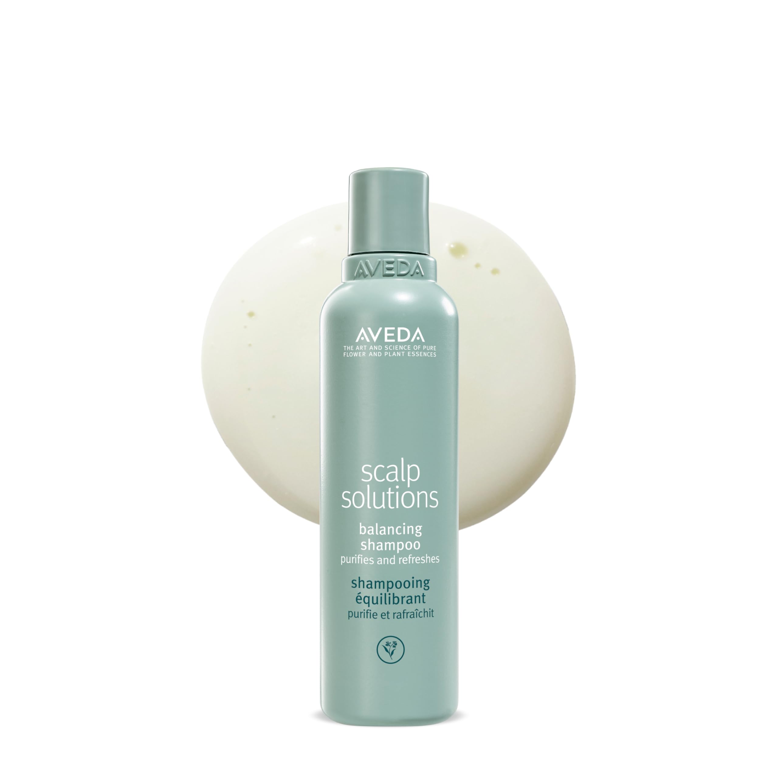 AVEDA front bottle showing label and size, communicates trustworthy daily scalp care