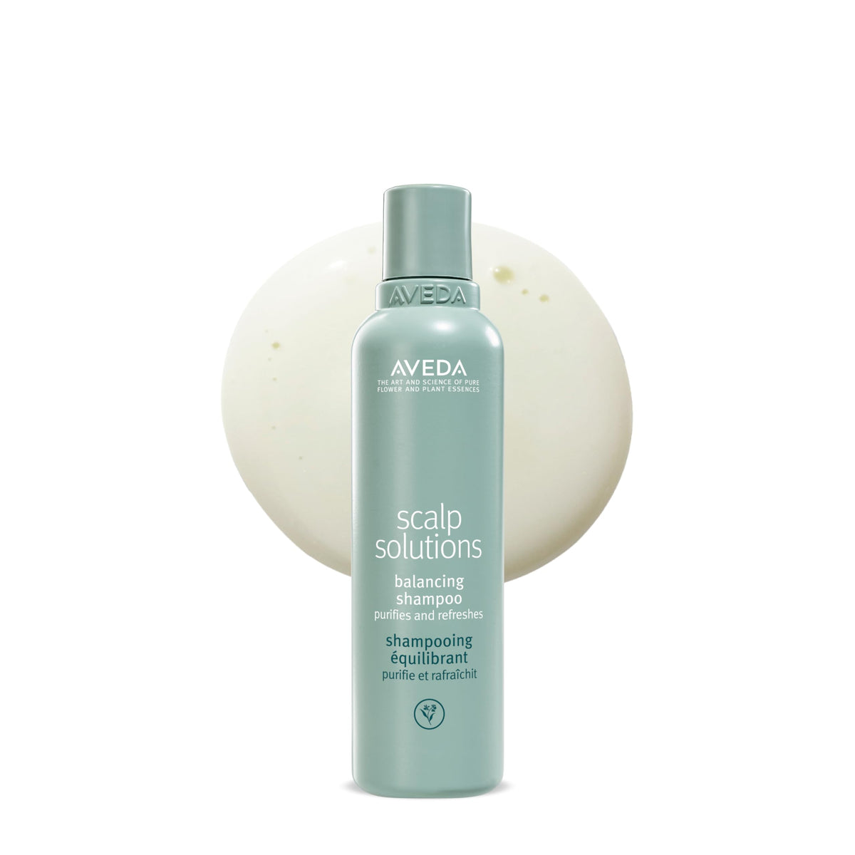 AVEDA front bottle showing label and size, communicates trustworthy daily scalp care