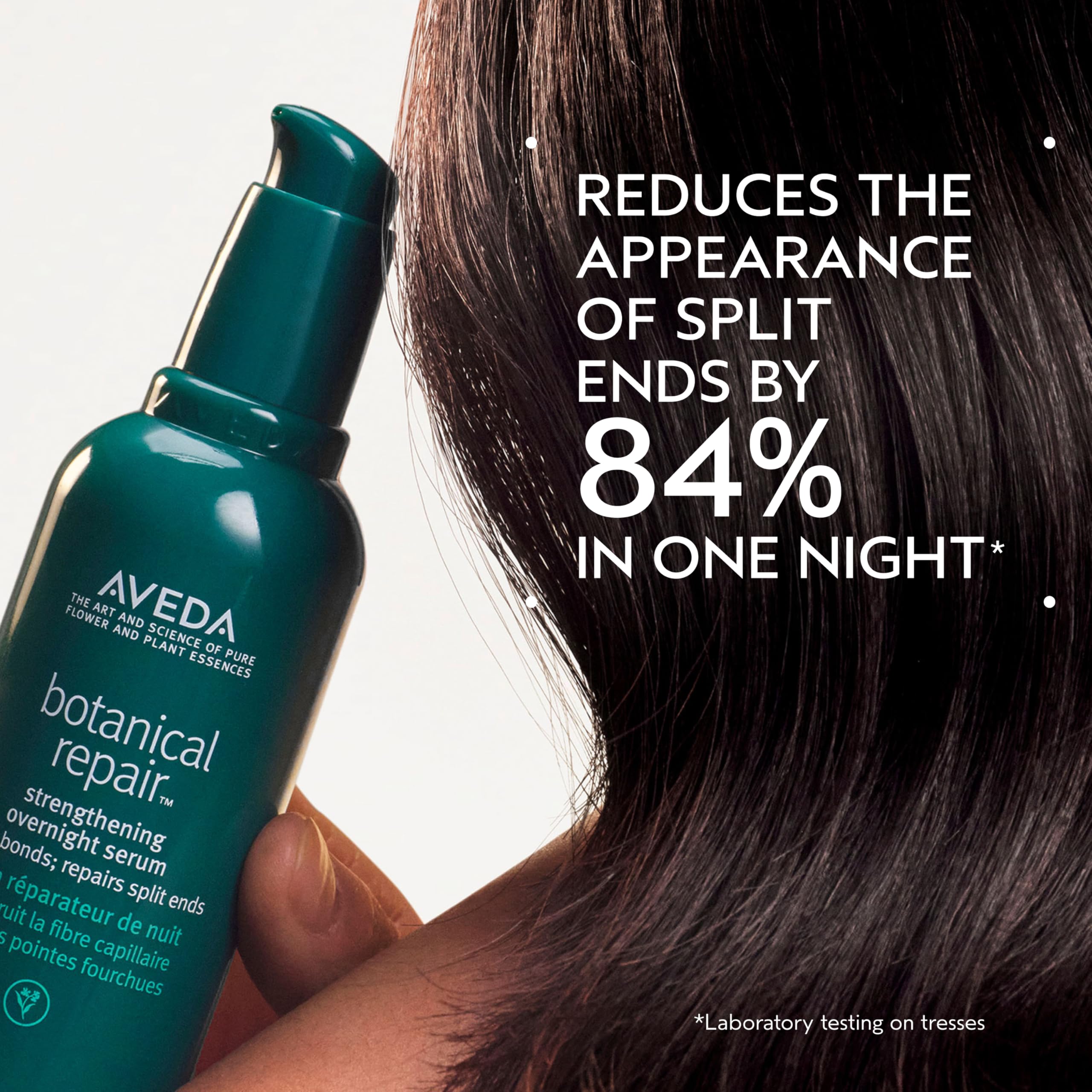 Aveda pump close-up demonstrating controlled, no-waste dispensing benefit