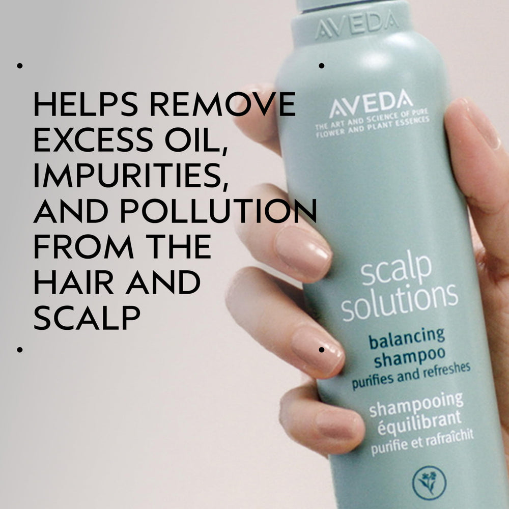 AVEDA cap and pump detail highlighting easy dispensing and precise application benefit