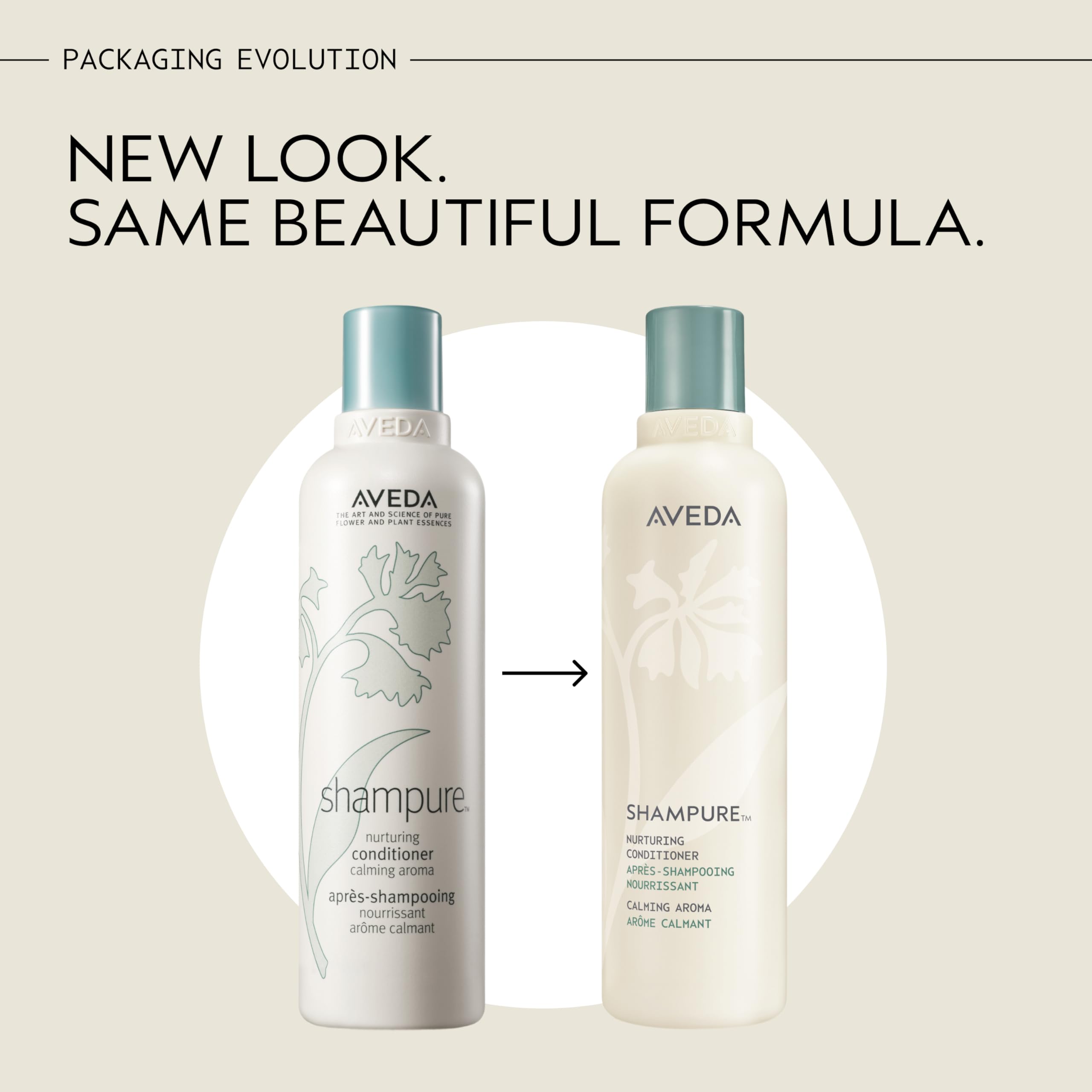 AVEDA pump and cap detail emphasizing easy dispensing and controlled use
