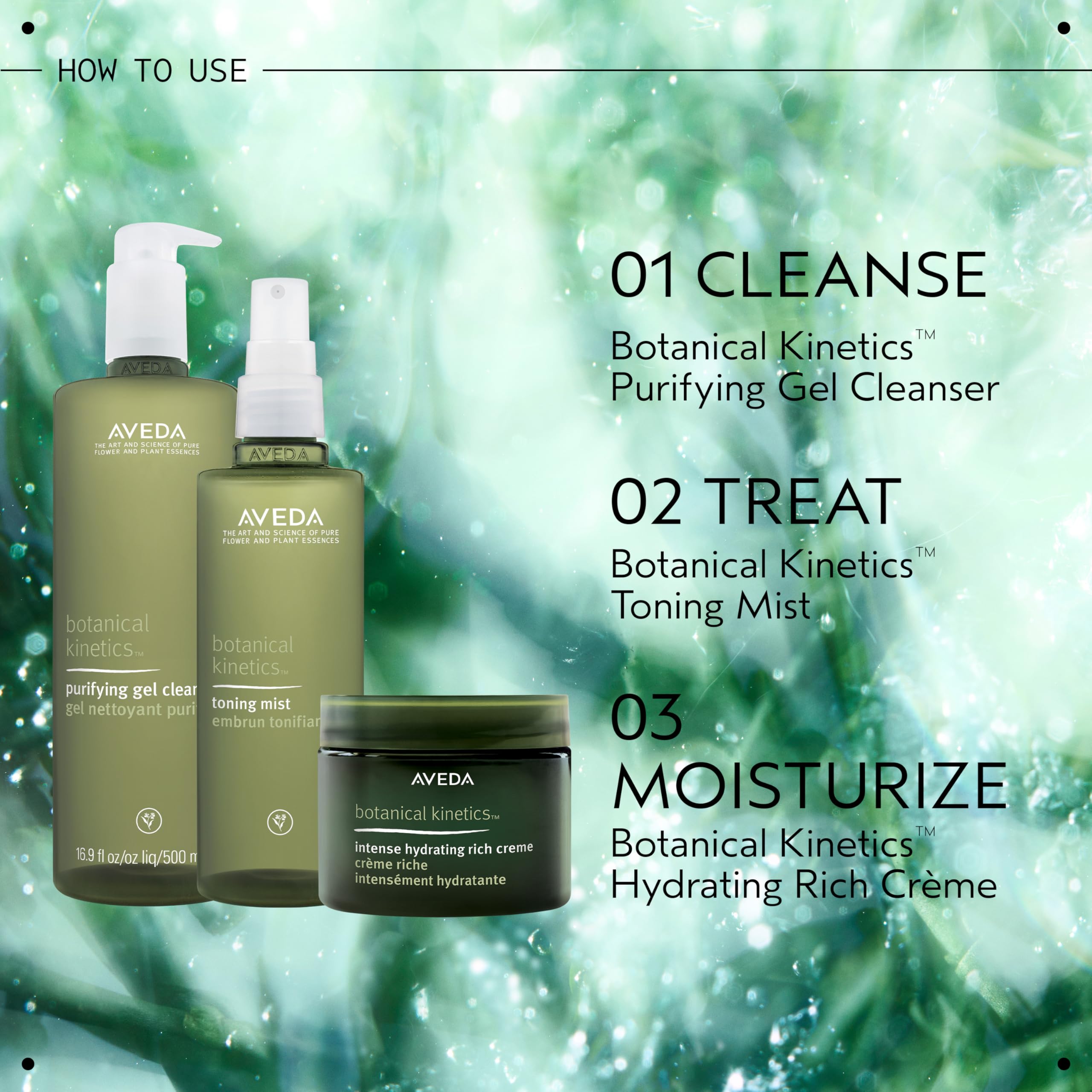 AVEDA bottle held in hand to show 5 fl oz scale and portability benefit