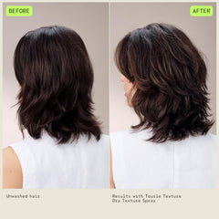 AVEDA before and after hair comparison showing added lift and airy, lived-in body