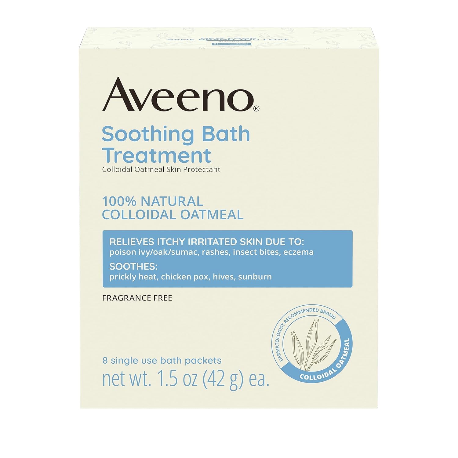 Aveeno bath soak in bathroom setting for calming relief