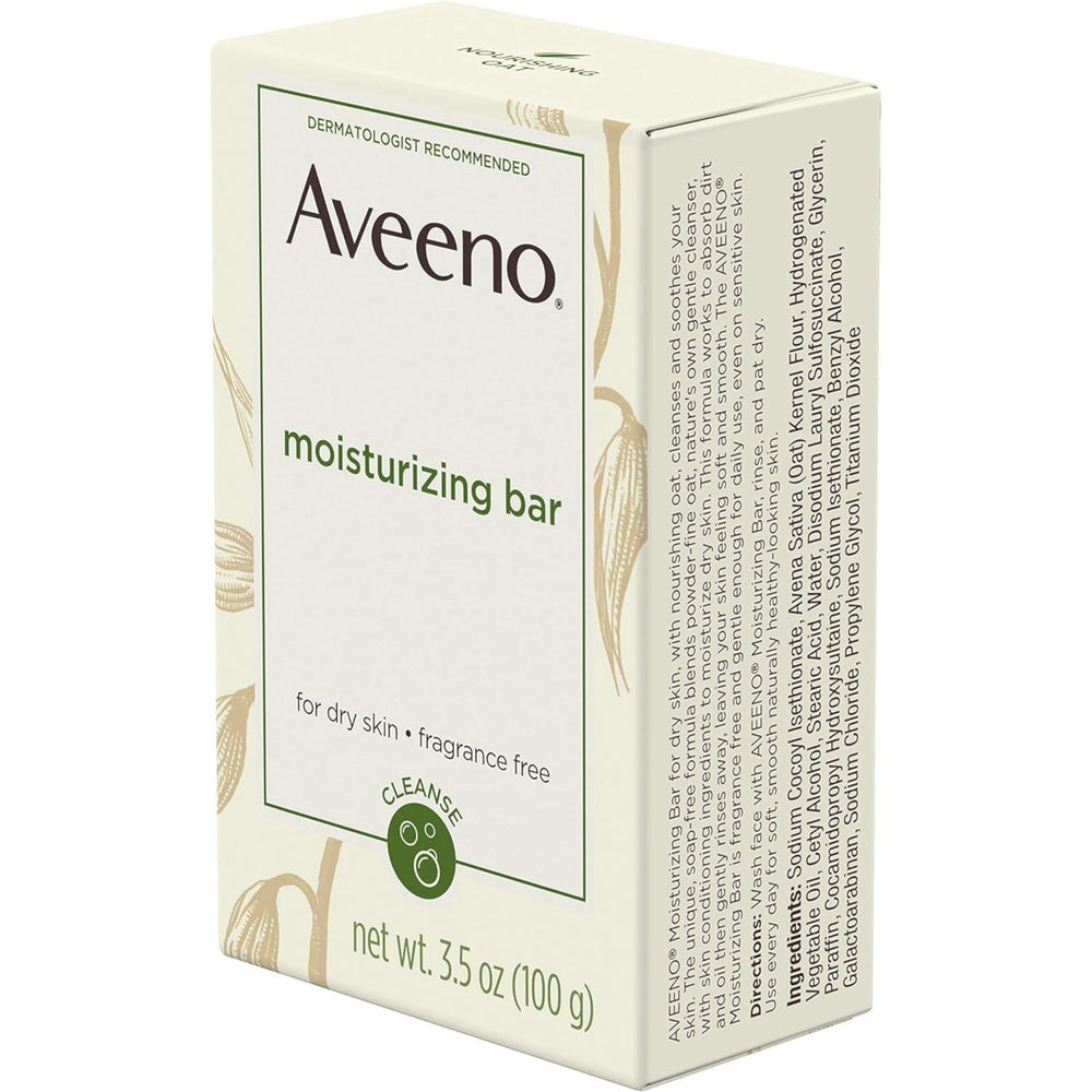 Lifestyle shot of Aveeno bar in a bathroom setting reflecting everyday routine benefit