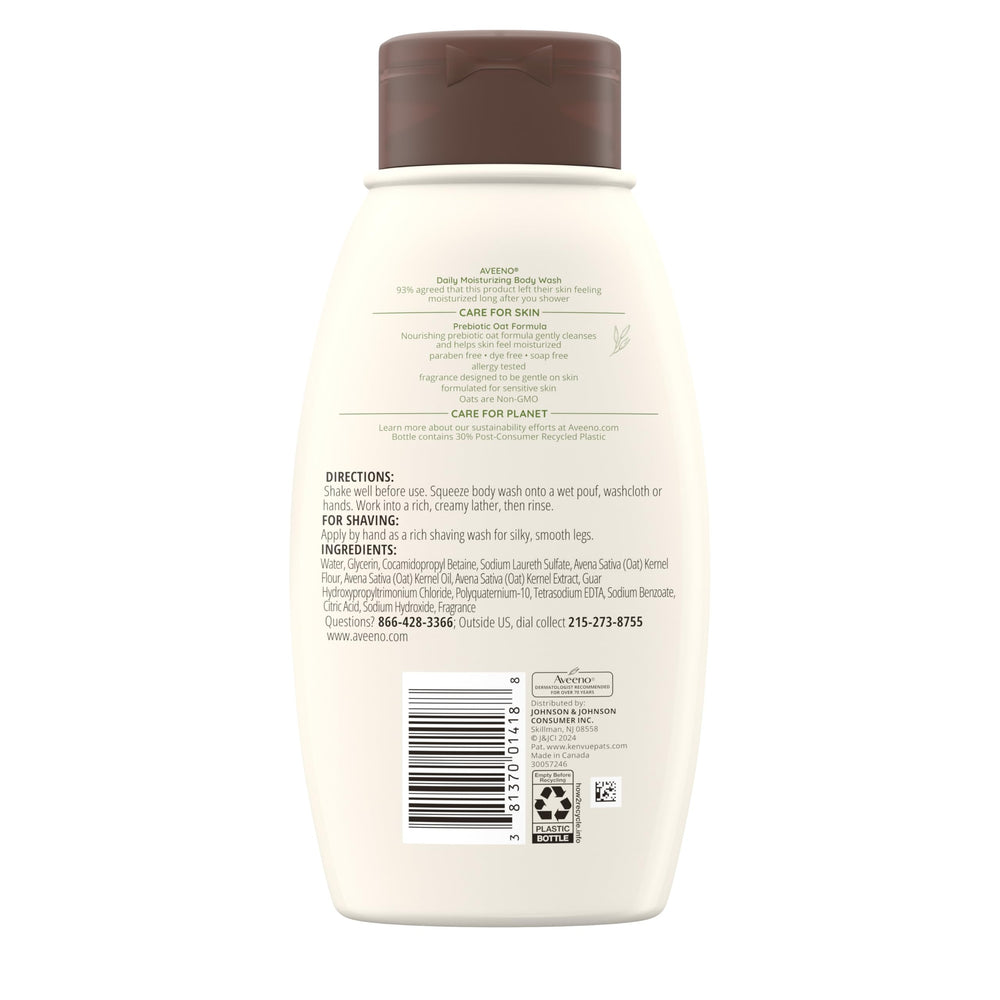 Bathroom scene with Aveeno bottle in shower showing everyday routine benefit