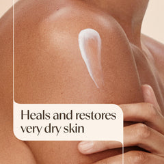 Aveeno being applied to forearm showing quick absorption and soothing feel