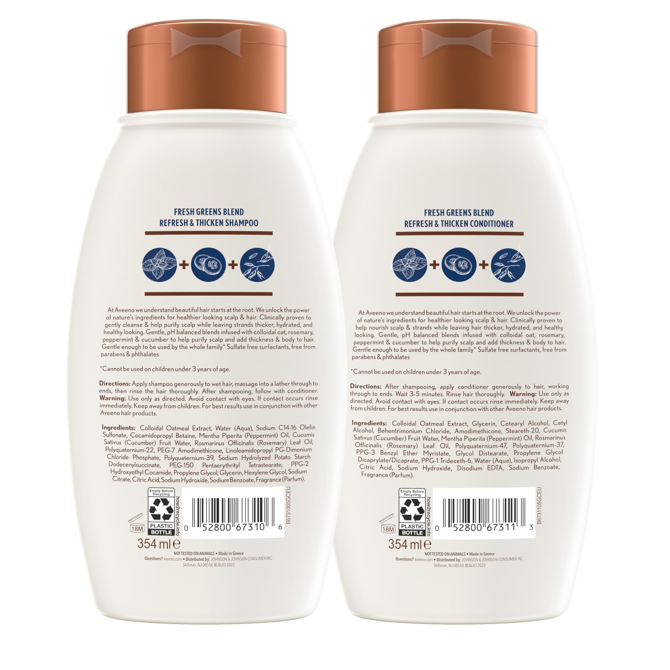 Aveeno shampoo pump close-up demonstrating easy dispensing and control