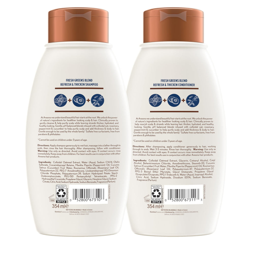 Aveeno shampoo pump close-up demonstrating easy dispensing and control