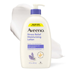 Aveeno front 33 oz bottle showing full packaging and value size benefits