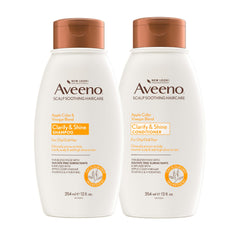 Aveeno front packaging showing apple cider vinegar set and clear benefit