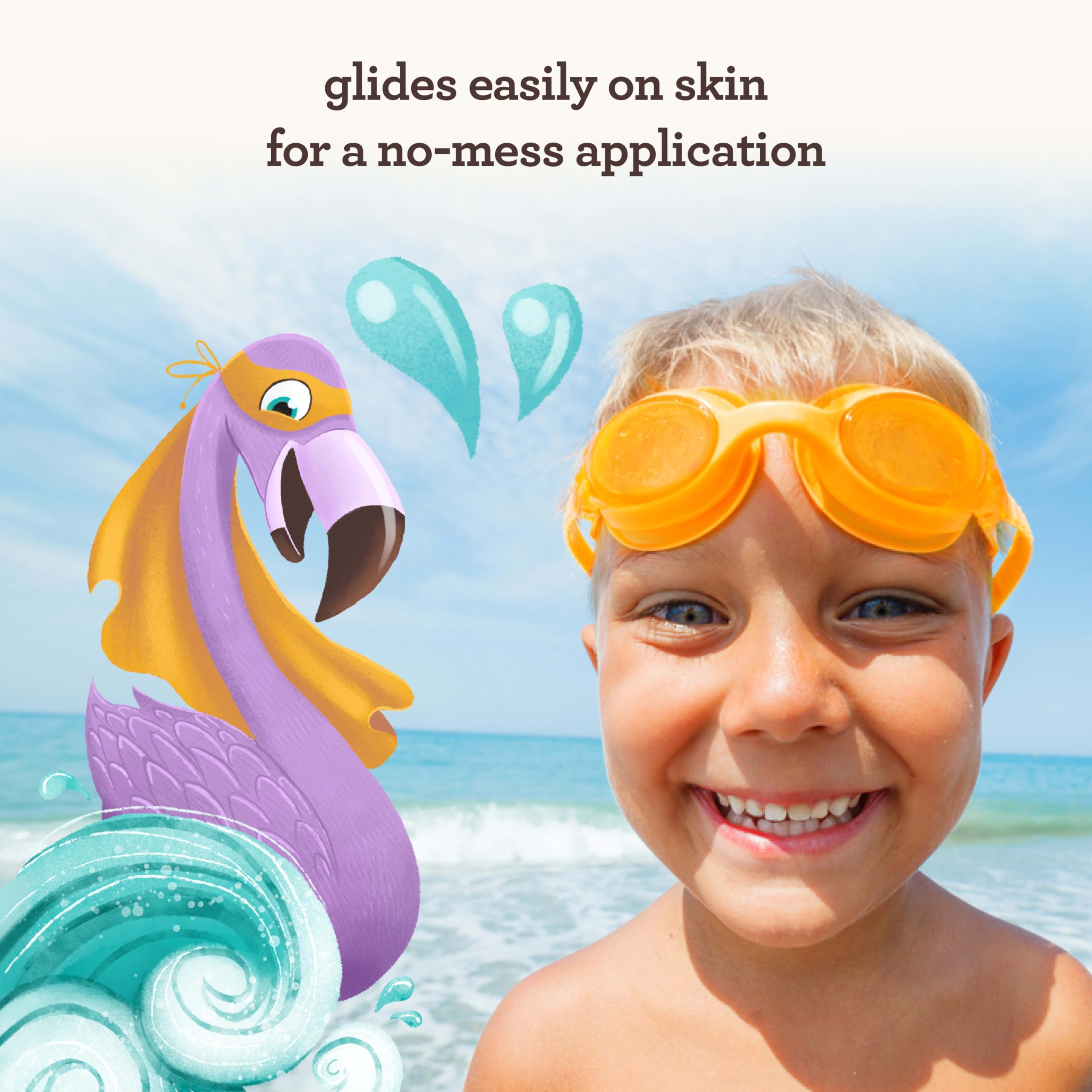 Aveeno Kids stick used on a child’s arm showing easy body coverage